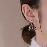 Cifeeo-Christmas gifts Colourful Zircon Christmas Tree Earrings For Women Sparkling Crystal Snowflake Elk Earring Girls New Year Holiday Jewelry Gifts