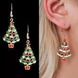 Cifeeo-Christmas gifts Fashion Zircon Christmas Tree Earrings For Women Shiny Rhinestone Snowflake Santa Claus Earring New Year Jewelry Jewelry Gifts