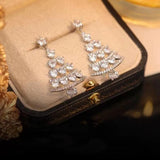 Cifeeo-Christmas gifts Fashion Zircon Christmas Tree Earrings For Women Shiny Rhinestone Snowflake Santa Claus Earring New Year Jewelry Jewelry Gifts