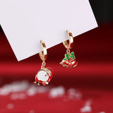 Cifeeo-Christmas gifts Christmas Exquisite Snowflake Zircon Stud Earrings For Women Santa Claus Bells Snowman Bowknot Earring Festival New Year Jewelry