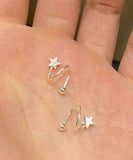 CIFEEO- Art Gold Sterling Silver Overgild Stars Stud Earrings ZZ019