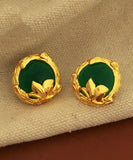 CIFEEO- Art Green Copper Overgild 14K Gold Gem Stone Stud Earrings DF1025