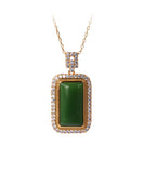 CIFEEO- Art Green Copper Overgild Jade Zircon Pendant Necklace KX1057