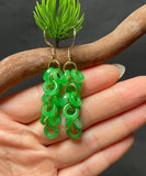 CIFEEO- Art Green Sterling Silver Overgild Jade Tassel Drop Earrings GH1061