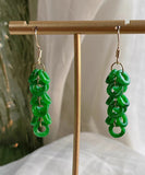 CIFEEO- Art Green Sterling Silver Overgild Jade Tassel Drop Earrings GH1061