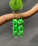 CIFEEO- Art Green Sterling Silver Overgild Jade Tassel Drop Earrings GH1061