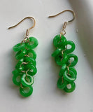 CIFEEO- Art Green Sterling Silver Overgild Jade Tassel Drop Earrings GH1061