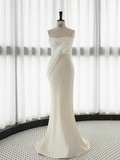 Cifeeo- Simple Mermaid Sweetheart White Satin Wedding Dresses B017