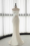 Cifeeo- Simple Mermaid Sweetheart White Satin Wedding Dresses B017