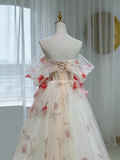 Cifeeo- Beautiful A line Off The Shoulder Tulle Floral Wedding Dresses B018