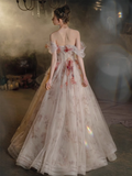 Cifeeo- Beautiful A line Off The Shoulder Tulle Floral Wedding Dresses B018