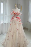 Cifeeo- Beautiful A line Off The Shoulder Tulle Floral Wedding Dresses B018