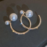 CIFEEO- Beautiful Gold Sterling Silver Alloy Zircon Pearl Hoop Earrings ZZ057