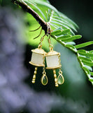 CIFEEO- Beautiful Gold Sterling Silver Overgild Jade Tassel Drop Earrings GH1016