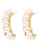 CIFEEO- Sterling Silver Overgild Pearl Hoop Earrings