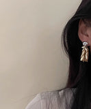 CIFEEO- Beautiful Gold Sterling Silver Overgild Tassel Drop Earrings MM090