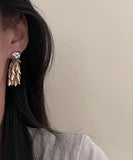 CIFEEO- Beautiful Gold Sterling Silver Overgild Tassel Drop Earrings MM090