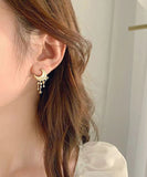 CIFEEO- Beautiful Gold Sterling Silver Overgild Zircon Moon Star Drop Earrings GH1064