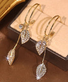 CIFEEO- Sterling Silver Zircon Leaf Drop Earrings