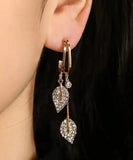 CIFEEO- Sterling Silver Zircon Leaf Drop Earrings