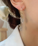 CIFEEO- Sterling Silver Zircon Leaf Drop Earrings