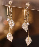 CIFEEO- Sterling Silver Zircon Leaf Drop Earrings