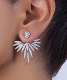 CIFEEO- Beautiful White Sterling Silver Sunflower Zircon Stud Earrings MM084