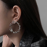 CIFEEO- Boho Silk Metal Asymmetrical Exaggeration Hoop Earrings ZZ046