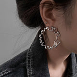 CIFEEO- Boho Silk Metal Asymmetrical Exaggeration Hoop Earrings ZZ046