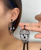 CIFEEO- Boutique Black Metal Zircon Human Skeleton Hollowing Out Drop Earrings ZZ016