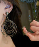 CIFEEO- Boutique Black Stainless Steel Alloy Hollow Out Drop Earrings ZZ047