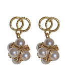 CIFEEO- Boutique Gold Sterling Silver Overgild Zircon Pearl Drop Earrings KX1024