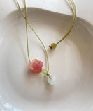 CIFEEO- Boutique Pink Hand Woven Jade Lotus Pendant Necklace GH1084