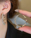 CIFEEO- Boutique Silk Copper Zircon Small Bits Of Silver Hoop Earrings ZZ038