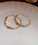 CIFEEO- Boutique Silk Copper Zircon Small Bits Of Silver Hoop Earrings ZZ038