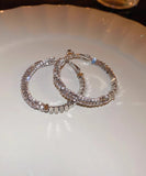 CIFEEO- Boutique Silk Copper Zircon Small Bits Of Silver Hoop Earrings ZZ038