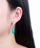 CIFEEO- Sterling Silver Water Drop Turquoise Drop Earrings