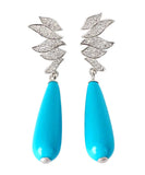 CIFEEO- Sterling Silver Water Drop Turquoise Drop Earrings