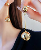 CIFEEO- Brief Gold Copper Ball Tassel Drop Earrings ZZ056