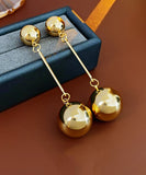 CIFEEO- Brief Gold Copper Ball Tassel Drop Earrings ZZ056