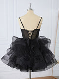 Cifeeo-back to school outfits Cute Ball Gown Spaghetti Straps Tulle Short Homecoming Dress Birthday Dresses C1208
