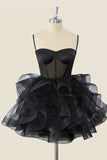 Cifeeo-back to school outfits Cute Ball Gown Spaghetti Straps Tulle Short Homecoming Dress Birthday Dresses C1208
