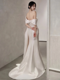 Cifeeo- Fairytale Mermaid Short Sleeves White Off The Shoulder Slit Wedding Dress C1243