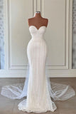 Cifeeo- Fairytale Mermaid Sweetheart Sequin Long Wedding Dress With Veil C1269