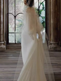 Cifeeo- Chic A line Off The Shoulder Lace White Wedding Dress With Long Sleeves C1466