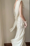 Cifeeo- Chic A Line Chiffon Lace White Wedding Dresses C1474