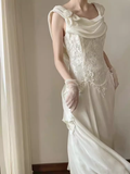 Cifeeo- Chic A Line Chiffon Lace White Wedding Dresses C1474