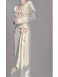 Cifeeo- Chic A Line Long Sleeves Lace White Wedding Dresses C1480