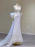 Cifeeo- Timeless Mermaid Sweetheart Lace Long Wedding Dresses With Bowknot C1631