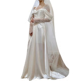 Cifeeo- Timeless A Line Off The Shoulder Long Lace White Wedding Dresses With Slit C1655